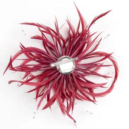 Moda arte vinho vermelho pena broche pinos tecido flor corsage lapela pinos para jóias artesanais presentes acessórios de festa de casamento - Image 6