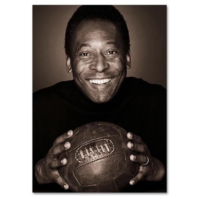 Pôster Vintage do Rei do Futebol Pelé na Bicicleta: Impressão em Canvas para Decoração de Quarto de Família Futebolística
