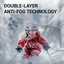 Kapvoe novo inverno ao ar livre crianças snowmobile snowboard óculos de esqui meninos anti-nevoeiro óculos de esqui esportes máscara protetora de neve - Image 3