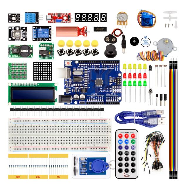 Kit inicial completo kit de aprendizagem de programação + 40 projetos para arduino uno r3 starter kit + tutorial on-line kit eletrônico diy