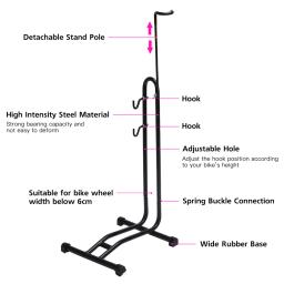 Indoor Vertical Bicicleta Stand, Bike Piso Estacionamento Rack, Garagem Armazenamento, Suporte Da Roda, Suporte Do Reparo, Mountain Bike, 3in 1 - Image 4