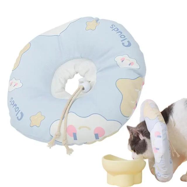 Colarinho Soft Comfy Recovery Clouds: Cone Protetor Ajustável para Cães e Gatos Após Lesões, Higiênico e Confortável