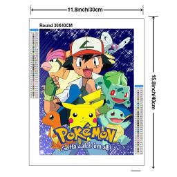 Pokémon Pikachu Cruz Saco de Bordado, 5D Kit de Pintura Diamante, Ponto Cruz Arte, DIY Anime Japonês, Presente Infantil, Zíper - Image 3