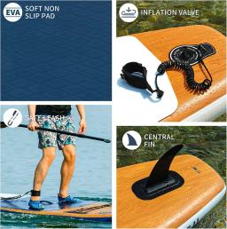 Prancha de surf SUP personalizada OEM, design personalizado, estilo Woodgrain, alta qualidade, câmara de ar dupla, prancha de remo - Image 2