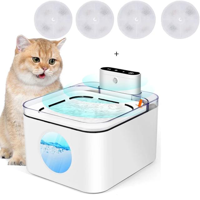 Dispensador de Água Recarregável para Gatos e Cachorros com Sensor Sem Fio - Capacidade de 3L