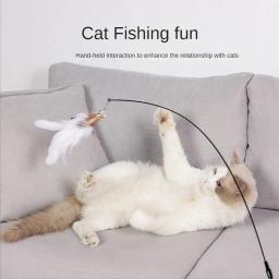 Handfree pássaro/pena gato varinha com sino poderoso ventosa brinquedos interativos para gatos gatinho caça exercício pet produtos - Image 2