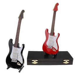 Coleção De Instrumentos Musicais De Madeira, Ornamentos Decorativos, Mini Guitarra Elétrica com Suporte, Modelo Miniatura, Decoração Presentes - Image 6