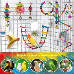 Combinação Brinquedos De Pássaro Conjunto para Pequeno Papagaio, Balanço, Mastigação, Treinamento, Rede De Suspensão, Sino, Poleiro, Escada - Image 3