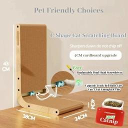 Placa de arranhão de madeira para gato, Resistente ao desgaste, Resistente a arranhões, Móveis para gatos, Treinamento, Brinquedos de garra de moagem - Image 3