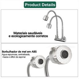 Parede flexível do torneira Gourmet para a cozinha, rotação de 360 graus, tomada dobro ajustável, a instalação da parede - Image 5