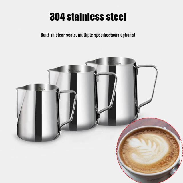 Jarro de Leite em Aço Inoxidável para Latte Art - Elegante Copo Espumador para Café Expresso com Escala