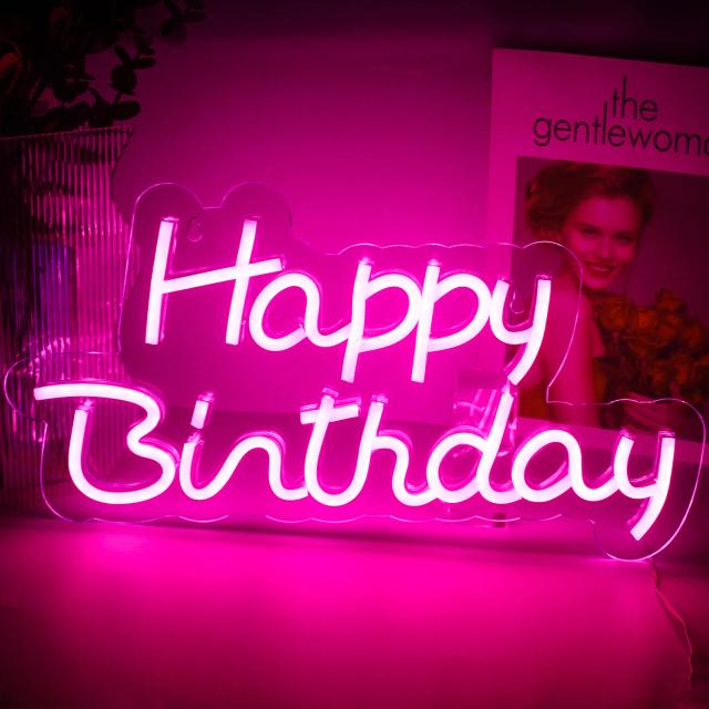 Aniversário Iluminado: Sinal de Neon LED Branco Quente para Decoração de Parede em Restaurantes e Jardins, Alimentado por USB 5V