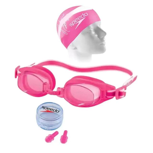 Kit Natação Speedo: Óculos Rosa, Touca e Protetor de Ouvido Inclusos