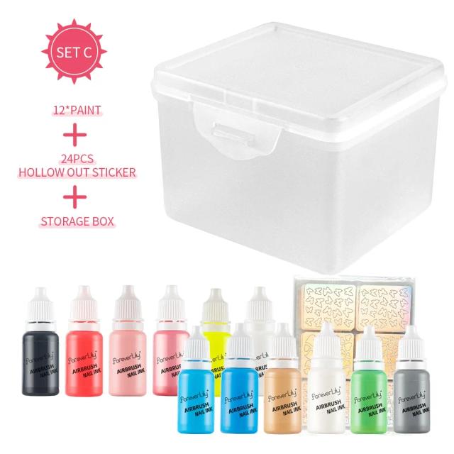 Complete Kit de Aerografia para Unhas: 12 Cores de Tinta Pigmentada em Spray para Arte e Manicure