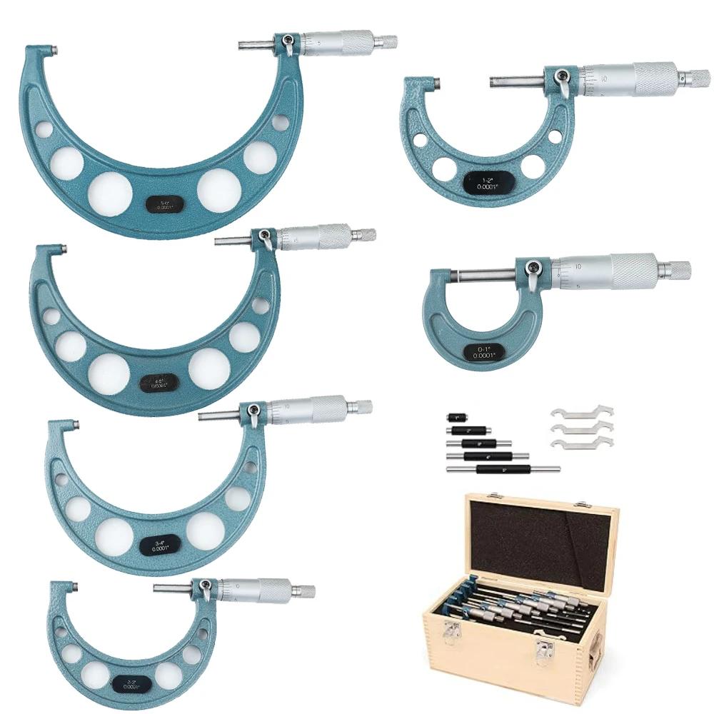 Conjunto de ferramentas de precisão, Micron externo, Premium, faixa de medição 0-1 ", 1-2", 2-3 ", 3-4", 4-5 ", 5-6", 6 PCes 0.0001 polegadas - Image 1