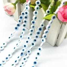 6/8/10mm multicolorido e porcelana contas de costas planas brancas olho do mal e contas de vidro de flor para fazer jóias acessórios diy - Image 2