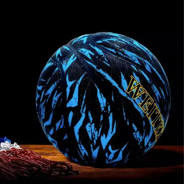 Bola de Basquete de Couro PU com Padrão Relâmpago - Alta Qualidade e Resistência ao Desgaste para Treinamento ao Ar Livre e Indoor, Tamanho 7 para Adultos e Juventude