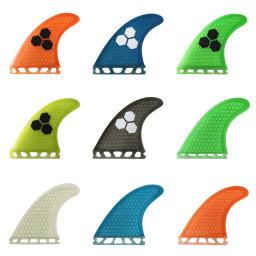 Conjunto de tri fin abas únicas barbatanas s/m/l barbatanas de surf prancha de surf fin laranja/amarelo/azul/cinza/verde com logotipo preto favo de mel de fibra de vidro - Image 1