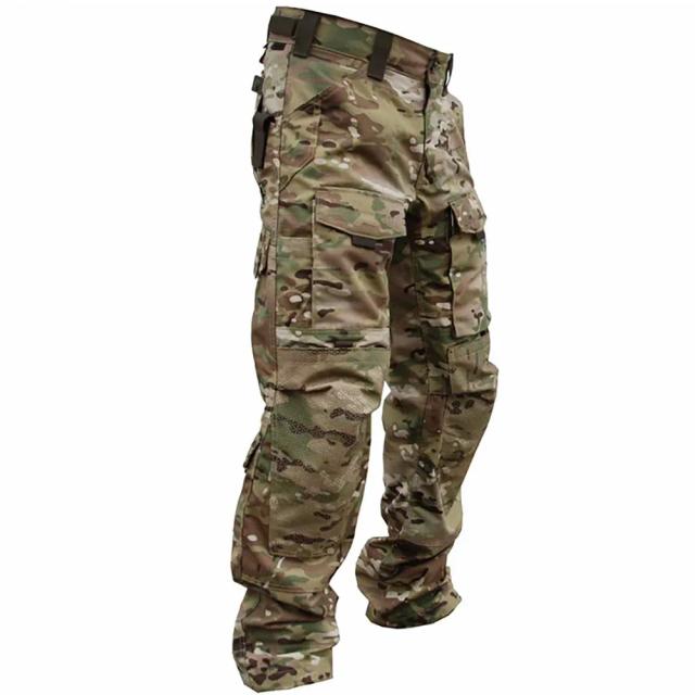 Calças Táticas Masculinas para Atividades ao Ar Livre: Camo, Resistente ao Desgaste, Multifuncional com Múltiplos Bolsos