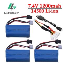 14500 Lipo bateria SM-2P Plug 7.4V 1200mah com carregador USB para controle remoto helicóptero barco carro modelo água bala armas peças - Image 1