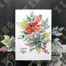 Werner bonito poinsettias festivo feriado corte de metal dados selos estêncil scrapbook cartão de papel em relevo álbum artesanato modelo - Image 4