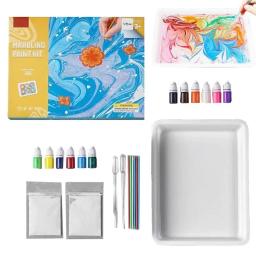 Kit de pintura marmorística para adolescentes, artesanato, presentes de brinquedos criativos, tinta de mármore na água para pré-adolescentes, crianças, D IY, 6 cores, 12 cores - Image 1