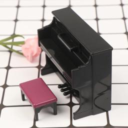 Piano requintado branco com fezes, modelo em miniatura Dollhouse, instrumento musical, brinquedos, 1:12 - Image 3