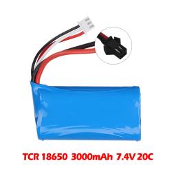 Bateria de lítio para Udi U12A Syma, peças do modelo do barco de RC, 7.4V, 3000mAh, 2S, 18650, S033g, Q1, H100, H101, H102, FT009, EL-2P, SM, plugue JST - Image 2