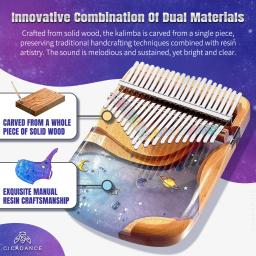 Kalimba Polegar Piano com Teclado de Resina Epóxi, Mbira Portátil, Instrumento Musical para Crianças e Adultos, Iniciantes, 17 ou 21 Teclas - Image 2