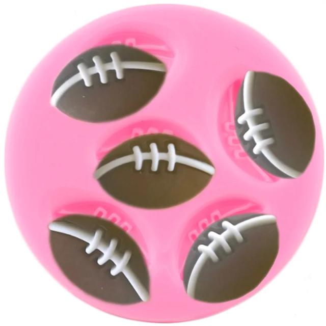 Molde de Silicone para Doces em Formato de Esportes: Futebol, Beisebol, Basquete, Rugby, Tênis e Mais para Decoração de Bolos com Chocolate e Fondant