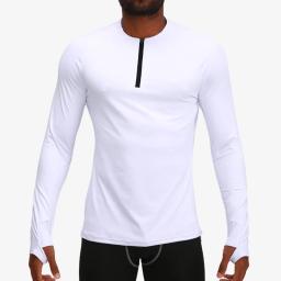 Camisas de compressão com furos masculinos, camada de base, mangas compridas, camiseta atlética de absorção de umidade, blusa de pesca ativa, zip 1/4 - Image 3