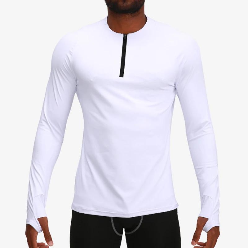 Camisas de compressão com furos masculinos, camada de base, mangas compridas, camiseta atlética de absorção de umidade, blusa de pesca ativa, zip 1/4 - Image 1