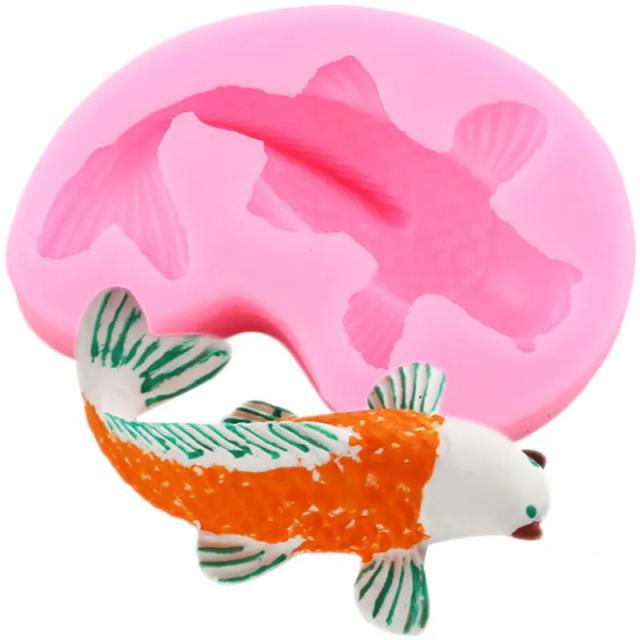 Molde de Silicone 3D de Peixe para Decoração de Bolos, Cupcakes e Artesanato com Fondant e Resina