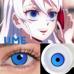 Bio-essência 1 par cosplay cor lentes de contato nezuko cosplay anime olho contatos rosa azul lentes lente de contato demônio slayer ume - Image 2