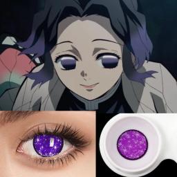 Bio-essência 1 par cosplay cor lentes de contato nezuko cosplay anime olho contatos rosa azul lentes lente de contato demônio slayer ume - Image 5