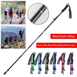 Bastões de caminhada ultraleve, dobrável, liga de alumínio, telescópico, para áreas externas, caminhadas, montanhismo, 5 seções - Image 1