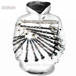 Liasoso nova moda em todo o ouro impresso clarinete fusão moletom com capuz das mulheres dos homens com capuz crewneck pulôver streetwear - Image 3