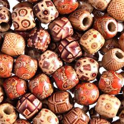 100 pçs/lote 12mm natural pintado grande buraco contas de madeira para fazer jóias artesanato cabelo diy macrame rosário pulseira colar cor misturada - Image 3