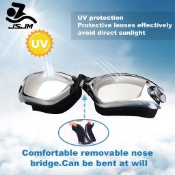 JSJM-óculos de natação de silicone ajustável para homens e mulheres, óculos de natação profissional anti-nevoeiro lente de proteção UV impermeável, adulto, novo - Image 6