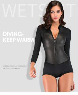 Neoprene 2mm mulher wetsuit anti-uv mergulho terno manga longa de uma peça kitesurfing caça submarina terno seco caiaque sexy maiô - Image 1