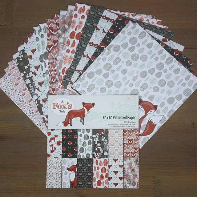 12 Folhas de Papel para Scrapbooking com Estampa de Raposa - Almofadas de Origami para Projetos DIY e Artesanato