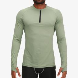 Camisas de compressão com furos masculinos, camada de base, mangas compridas, camiseta atlética de absorção de umidade, blusa de pesca ativa, zip 1/4 - Image 6