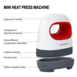Mini máquina portátil de prensa térmica, impressão de camisetas, faça você mesmo, fácil transferência de aquecimento, máquinas de ferro para roupas, bolsas, chapéus - Image 3