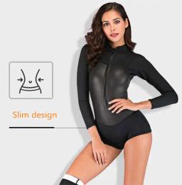 Neoprene 2mm mulher wetsuit anti-uv mergulho terno manga longa de uma peça kitesurfing caça submarina terno seco caiaque sexy maiô - Image 4