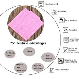 Sugarcraft, molde de madeira com textura de árvore, padrão de silicone, ferramenta de decoração de bolo, moldes de fondant, borda de bolo, molde de chocolate para doces - Image 3