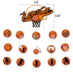 Basquete tema festa decoração conjunto, puxar bandeira, cartão do bolo, balão, menino layout suprimentos, esportes - Image 6