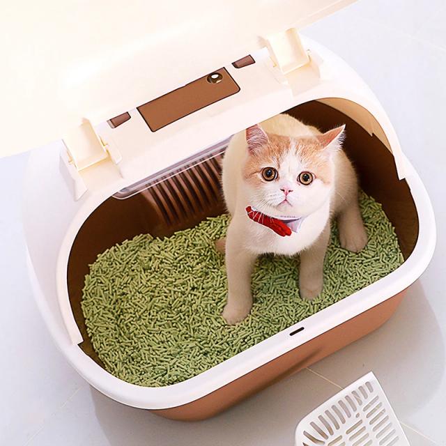 Areia Sanitária para Caixa de Gato com Pá - Design Fechado e Anti-odor 50x41x39cm