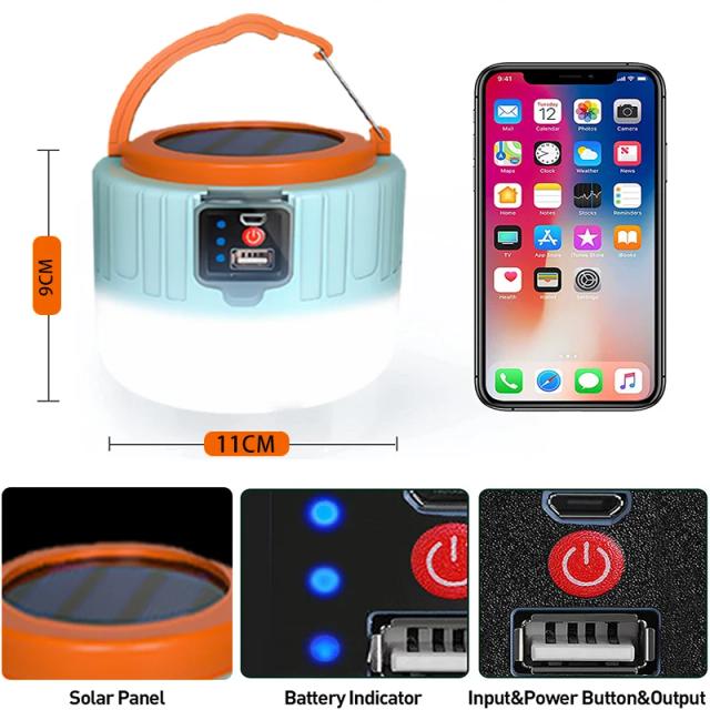Lanterna Recarregável LED para Camping com Ímã - Luminária Portátil de Emergência para Atividades ao Ar Livre com 230 Horas de Autonomia