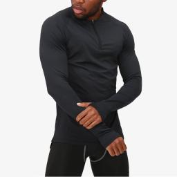 Camisas de compressão com furos masculinos, camada de base, mangas compridas, camiseta atlética de absorção de umidade, blusa de pesca ativa, zip 1/4 - Image 4