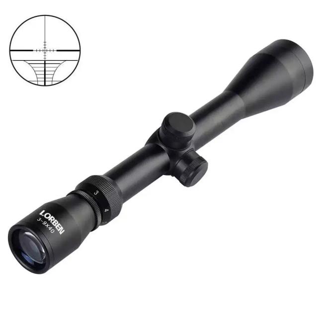 Luneta Telescópica 3-9x40 com Retículo Preto para Airsoft e Paintball - Modelo Lorben GT5005 Envio do Brasil